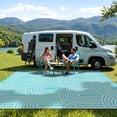 thumbnail image 4 of Moynesa Large Outdoor Rugs for Patio 9'x12',RV Area Rugs for Outsides Camper Waterproof, Reversible Portable Plastic Straw Proch Carpet for Backyard Picnic Balcony Deck, Blue, 4 of 7
