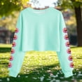thumbnail image 5 of Camisetas de Manga Larga de las Mujeres Moda Impresa Suelta Casual Cuello Redondo Suéter Deportivo Top Se Ajusta Fiel Al Tamaño, 5 of 5