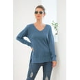 thumbnail image 2 of Uvplove V Neck Sweaters for Women Lightweight Knit Pullover Sweater,US Size S-2XL In HC Blue, 2 of 11