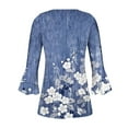 thumbnail image 5 of CYMMPU Summer Trendy Shirts 3/4 Sleeve T-Shirts Spring Tops Floral Printed Button V Neck Flare Sleeve Blouses for Women Dressy Casual Loose Fit Empire Waist A Line T-Shirts L, 5 of 5