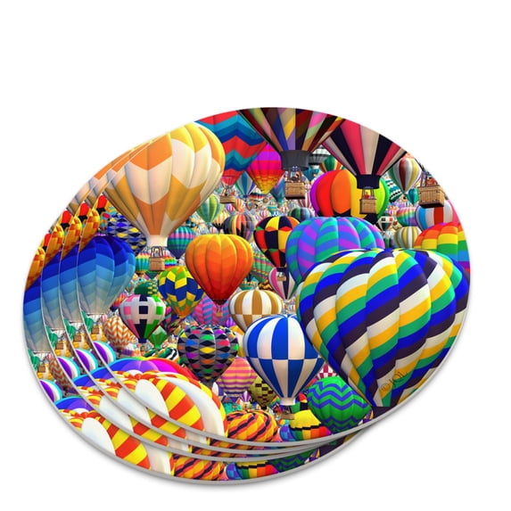 Hot Air Balloon Sky Traffic Jam Novelty Coaster Set