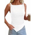 thumbnail image 5 of Asymmetrical Tops for Women Sleeveless Twist Straps Slim Fit Y2K Ruched Tank Shirts Going Out Top White S, 5 of 9