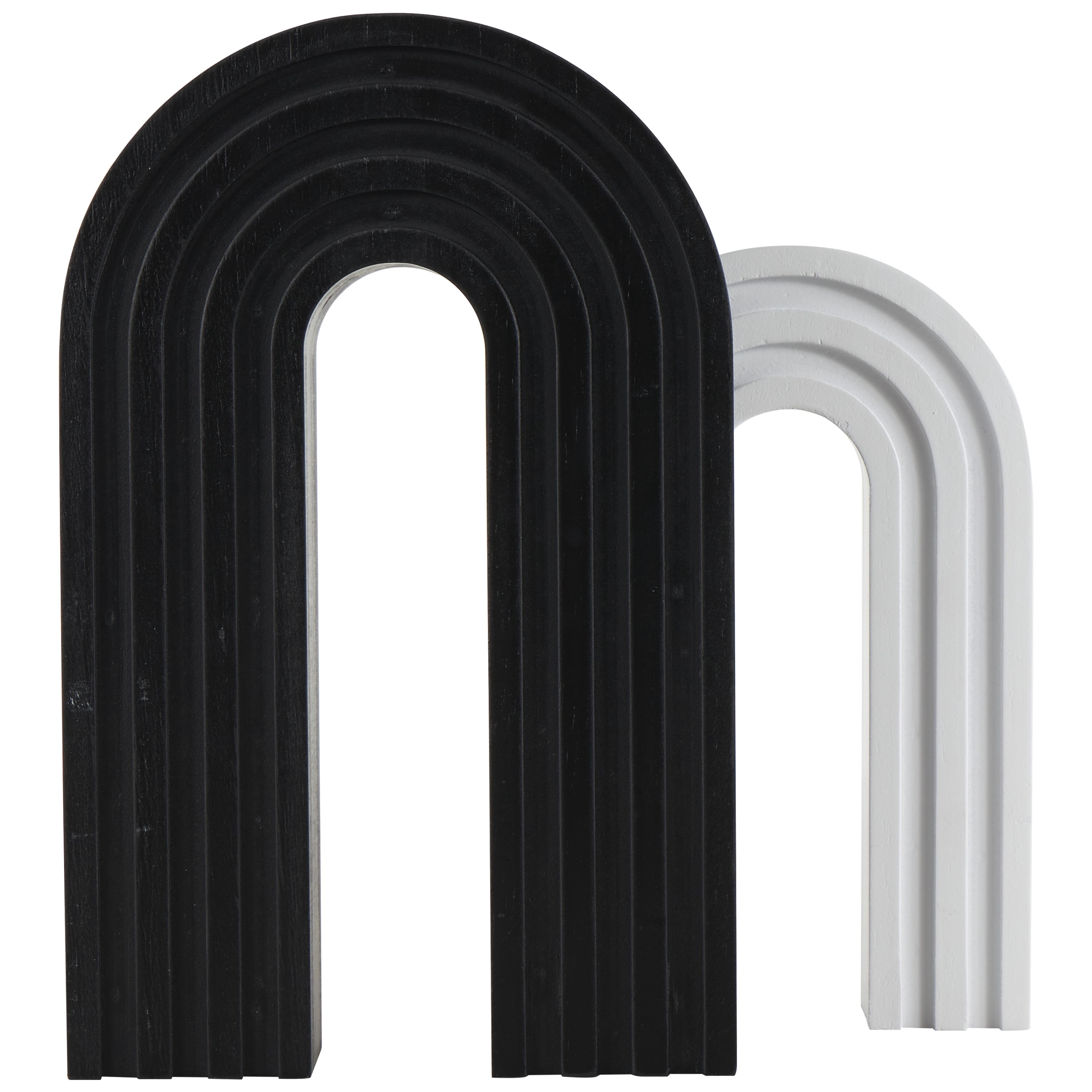9", 7"H Black Wooden Layered Arch Geometric Sculpture, by CosmoLiving by Cosmopolitan (2 Count)