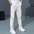 thumbnail image 6 of Miluxas Boys Uniform Chino Pants Kids Elastic Waist Pull on Twill Pants with Pockets White 12-14 Years, 6 of 7