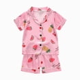 thumbnail image 1 of Gubotare Pyjamas Enfants Tout-Petits Filles Pyjamas Imprimés T-Shirt à Manches Courtes Shorts Ensembles de Pyjamas 3T 4T (Rouge, 3-4 Ans), 1 of 4