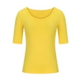 thumbnail image 5 of Sevevn Women's Casual Solid Color Short-Sleeved Crew-Neck Top Yellow XXXL Summer Clearance, 5 of 7