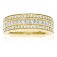 thumbnail image 4 of Vir Jewels 1 CTTW Diamond Wedding Band 14K Yellow Gold 3 Row Princess Half Eternity Milgrain, 4 of 9