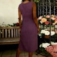 thumbnail image 7 of CHGBMOK Womens Casual Linen Dress Crew Neck Sleeveless Maxi Dresses Solid Loose Summer Dress Vacation Beach Outfits, 7 of 7
