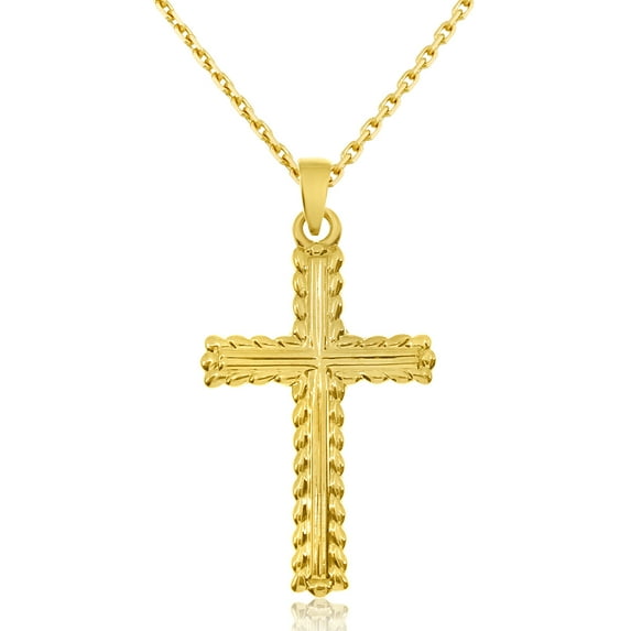 14K White Gold Leaf Cross Pendant