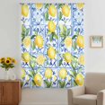 thumbnail image 3 of Yellow Lemon Sheer Curtains 54 Inches Long, Botanical Spring Leaves Abstract Blue Tile Light Filering Curtains, Breathable Simi Curtain Privacy Drapes for Kitchen Bathroom Small Window Treatment, 3 of 9