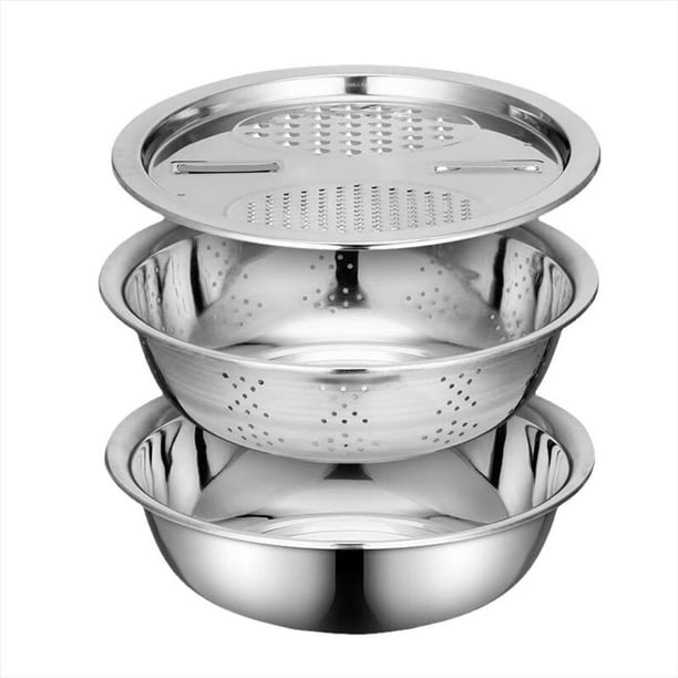Cesta de Drenaje de Acero Inoxidable Adecuada para Fregaderos de Cocina. Recipiente para Cortar y Escurrir Verduras. Recipiente de Acero Inoxidable.