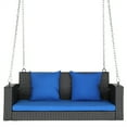 thumbnail image 3 of Tcbosik Rattan Swing Chair with Cushion, Hanging Bench with Chain, Outdoor Lounge Chair for Garden, Balcony, Living Room, 660 lbs Capacity, Black, 3 of 13
