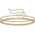 thumbnail image 1 of Dainty Gold Bracelets for Women, 14K Gold Filled Adjustable Layered Bracelet Cute Evil Eye Oval Chain Pearl Bar Turtle Gold Bracelets for Women Jewelr, 1 of 4