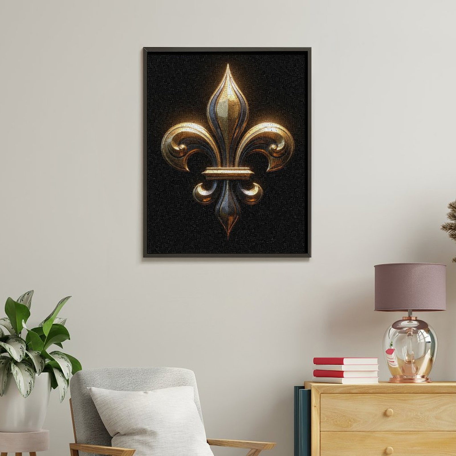 Paint by Numbers Kit for Adults, Golden Fleur De Lis Emblem Paint by Numbers, Easy Paint by Numbers Kit for Adults Beginner, DIY Adult Paint by Number Kits on Canvas, Home Decor