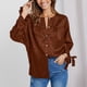 thumbnail image 1 of Blusa Manga Larga Correa Puño Cuello Redondo Sedoso Botón Abajo Casual Moda Cardigan Tops para Mujer Marrón XL, 1 of 8