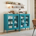 thumbnail image 4 of Metal Locker Storage Cabinet with 2 Mesh Doors and Adjustable Shelves,Blue Metal Locker Cabinets,Coffee Bar Cabinet,Kitchen Pantry Storage Cabinets for Home,Sideboard,Office(40" H), 4 of 15