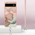 thumbnail image 3 of Case for Google Pixel 6a, Adjustable Detachable Crossbody Strap Neck Strap Silicone Bumper Marble Painted TPU Ultra Thin Shockproof Protective Phone Case Cover for Google Pixel 6a, Rosegold, 3 of 7