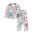 thumbnail image 2 of Junzan Summer With Flamingo Print Womens Pajama Sets,Long Sleeve Button Down For Women Pjs 2 Piece, 2 of 9