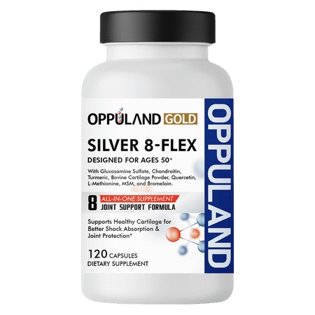 Oppuland Gold Silver 8-Flex Joint Support – 120 Capsules – All-in-One Formula for Ages 50+ – With Glucosamine, Chondroitin, MSM, Turmeric, Quercetin & More