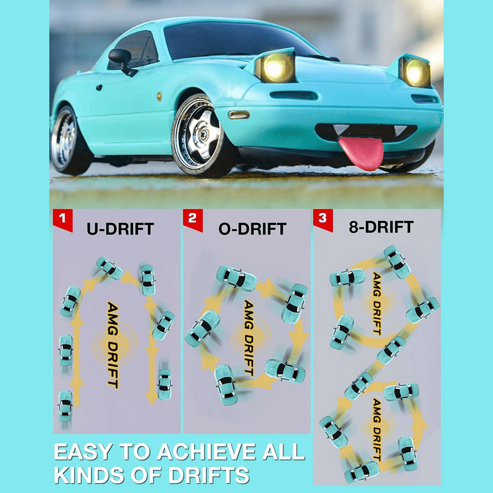 1/18 Scale RC Drift Car with Gyro & LED Lights, MX-5 2.4GHz RWD Full Proportional Remote Control Drifting Sport Car, LD1804 Racing Vehicles Models for Adults