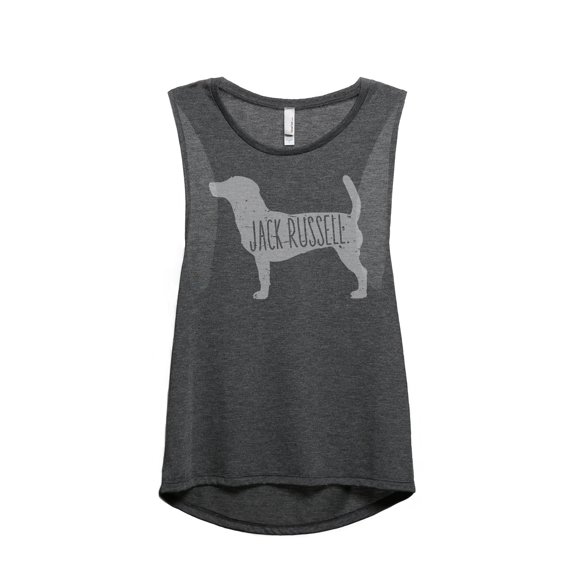 Thread Tank Jack Russell Dog Silhouette Women's Sleeveless Muscle Tank Top Charcoal Small