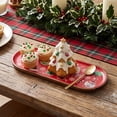 thumbnail image 5 of Large Christmas Wooden Serving Tray With Holiday Print,Red Oval Dessert Platter For Bread,Cookies,Party Snacks And Festive Table Decor, 5 of 6