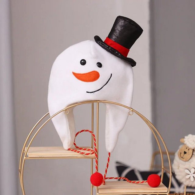 Gorro navideño de tela cepillada para niños y adultos, cuerda larga de dibujos animados, muñeco de nieve, alce, papá noel, regalo, decoración de ambiente navideño