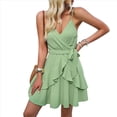 thumbnail image 3 of Robe Cocktail à Dos Nu pour Femmes, Bal, Formelle, Mariage, Demoiselle d'Honneur, Robe à Volants, Soirée, Fête, 2025, Mini-Robe, Vert, G, 3 of 9