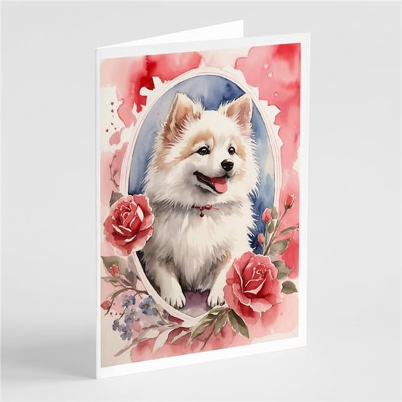 Carolines Treasures DAC4339GCA7P 5 x 7 in. Unisexe Américain Esquimau Valentine Roses Cartes de Voeux - Pack de 8