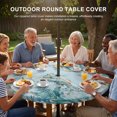 thumbnail image 3 of Round Outdoor Tablecloth with Umbrella Hole and Zipper, Coastal Seahorse Tablecloth with Elastic Waterproof, Summer Green Eucalyptus Leaves Coral Patio Table Covers for 45" - 54" Picnic Pool Tables, 3 of 9