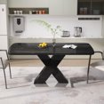 thumbnail image 3 of taoruifang Extendable Dining Table, 47.24"-62.99" Modern Rectangle Table with Printed Black Marble Tabletop, MDF X-Legs with Steel Base, 3 of 23
