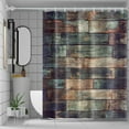 thumbnail image 2 of Grey Shower Curtain for Bathroom, Farmhouse Barn Door Shower Curtains 84x84inches Wood Stripes Fabric Waterproof Shower Curtain Set with Hooks for Stall RV Hotel, 2 of 6