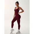 thumbnail image 4 of Women Backless One Piece Jumpsuits Sleeveless Scoop Neck Bodycon Romper Seamless Workout Yoga Wine Red M, 4 of 7