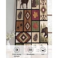 thumbnail image 6 of Country Patch Plaid Sheer Curtains 54 Inch Length 2 Panels Set for Living Room/Bedroom, Brown Farmhouse Retro Bear Deer Cabin Kitchen Curtains Grommet Semi-Sheer Curtains Window Treatments 42"x54"x2, 6 of 7