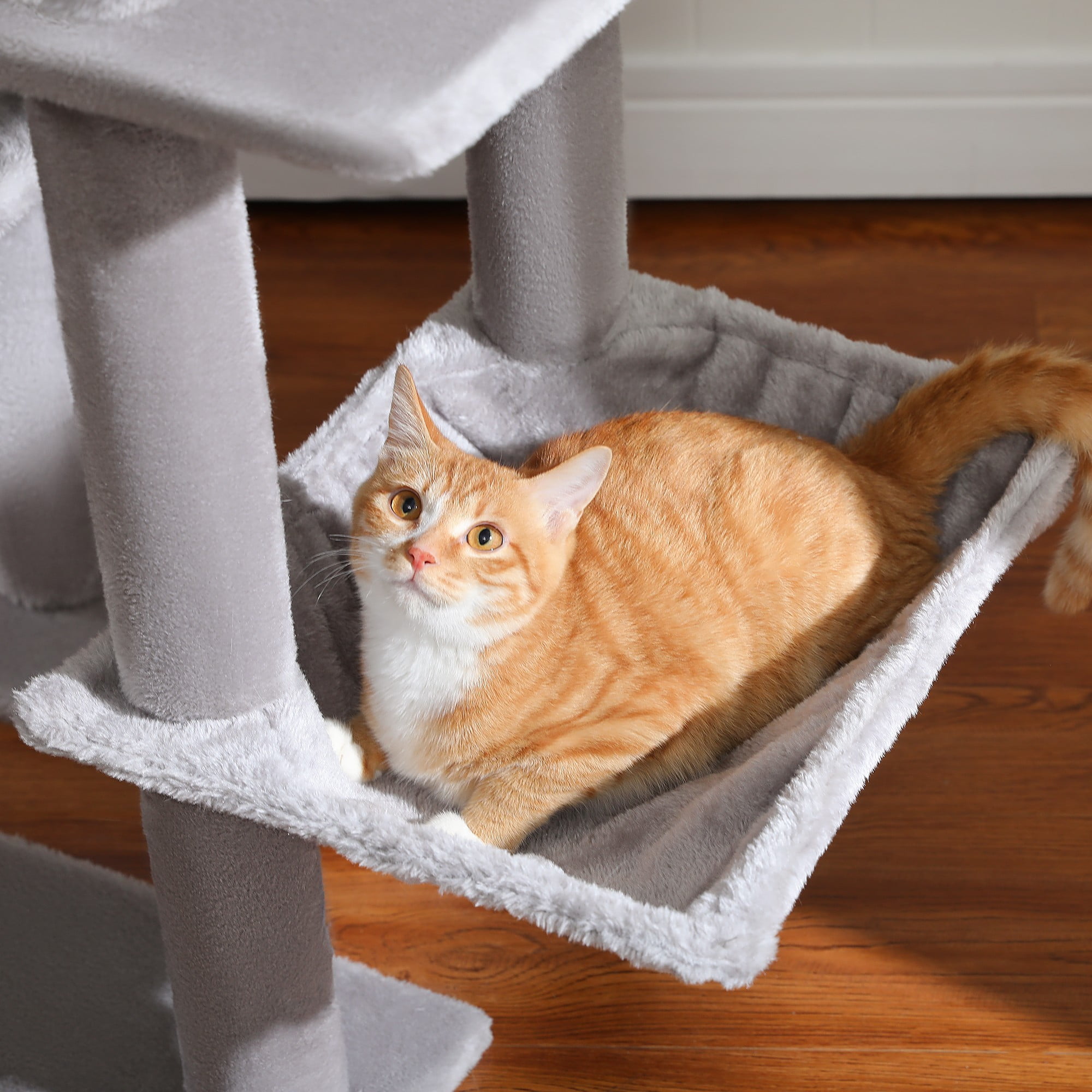 resenkos 50" Multi-Level Cat Tree Tower with Hammock, 2 Perches, Scratching Posts, Cat Condo for Indoor Cats Kittens Tree House, Gray