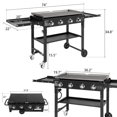 thumbnail image 5 of Tcbosik 4-Burner Foldable Flat Top Gas Grill, 52000-BTU Propane Fueled Professional Outdoor Griddle, Backyard Cooking Gas Stove with Side Rack, Black, 5 of 12