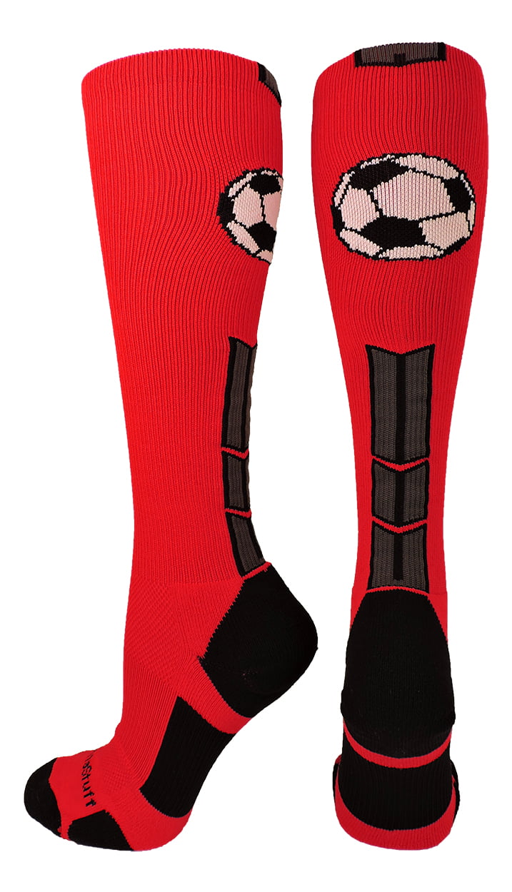 Soccer Socks with Soccer Ball Logo Over the Calf (Scarlet/Black