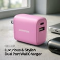 thumbnail image 4 of Powertek 20W USB-C + USB-A Wall Charger, Fast Charging Power Delivery Cube, Dual Port Compact Charger, Pink, 4 of 8