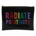 thumbnail image 3 of Ruby + Cash Radiate Positivity Glitter Makeup Bag Flat Cosmetic Pouch with Zipper, Black and Rainbow, 3 of 5