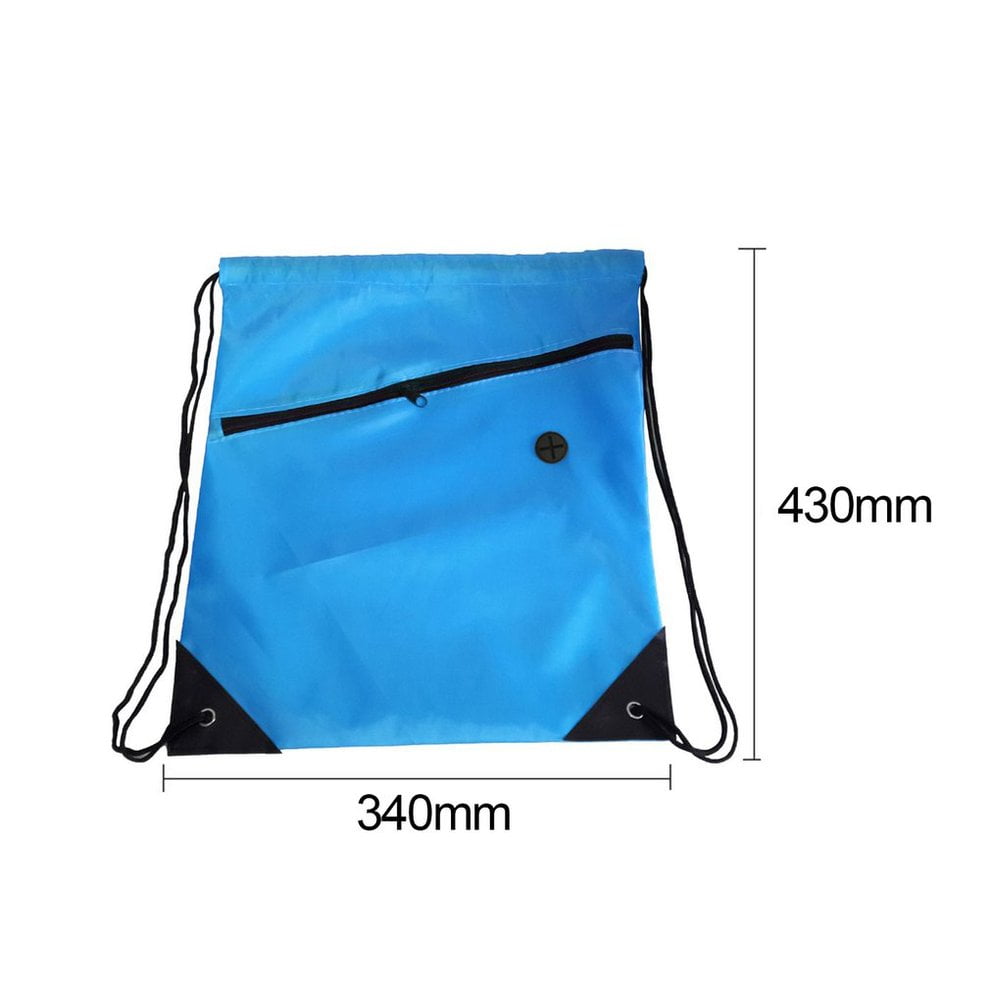 CamKpell Universal Drawstring Bag Bright Color Schoolbag PE Gym Sports Backpack Swim Bag Multi-Functional Drawstring Bag with Zipper Blue