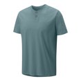 thumbnail image 2 of Hoen Summer Short Sleeve Tops for Men Button Round Neck Basic Shirts Soft Breathbale Casual Loose Pullover Shirts, 2 of 9