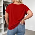 thumbnail image 6 of Scyoekwg Womens Plus Size Tops V-Neck Lace Up Cut Out Short Sleeve T-Shirt Solid Color Loose Fit Summer Blouses (Z01_Red,XXXXL), 6 of 7