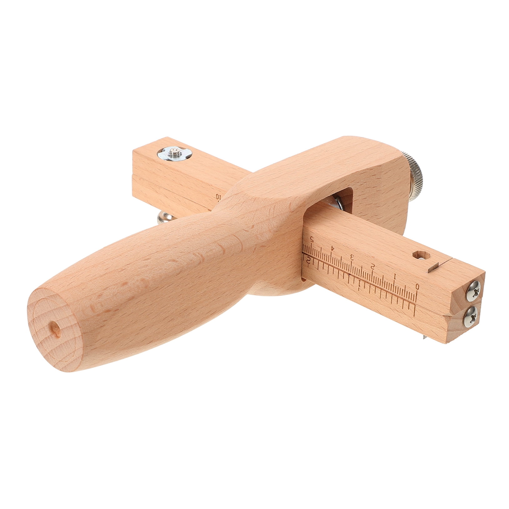 NUOLUX Beige Wooden Strap Cutter Adjustable Hand Cutting Tool for DIY Leathercraft