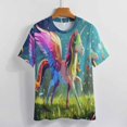 thumbnail image 3 of Rainbow Horse with Wings T Shirts Basic T-Shirt Short Sleeve Ladies Tee Shirt Summer Graphic Clothing, 3 of 6