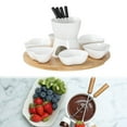 thumbnail image 6 of deevoka Chocolate Fondue Kits with 4 Forks and Tray Melt Hot Pot Bowl Set for Butter white, 6 of 9