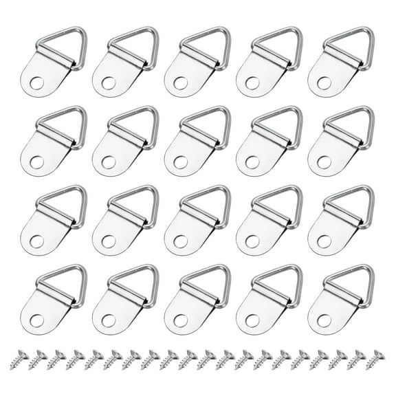 Uxcell 100Pcs Triangle Ring Iron Picture Hangers with Screws, Single Hole with Screw Small Decor Hooks Silver