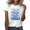 White-1, variant on Black Vintage Blue Wildflower Botanical Framed Art Cottagecore Boho Minimalist Casual Graphic T-Shirt Tops S-5XL