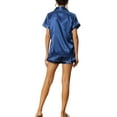 thumbnail image 3 of INSPIRE CHIC Women's Pajama Sets Short Sleeve Button Down Top with Shorts Lounge Sets XL Blue, 3 of 6