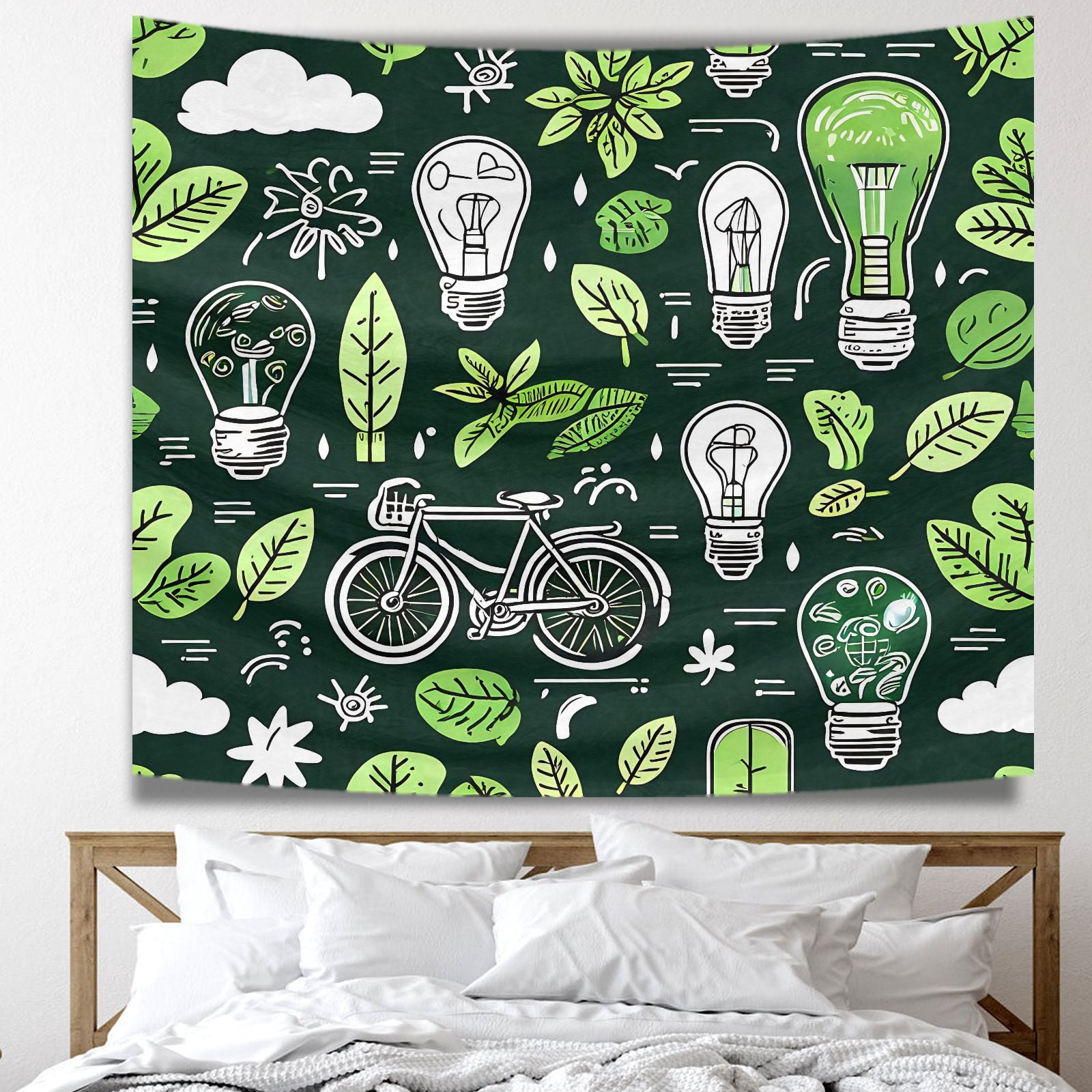 Boho Ethnic Durable Wall Hanging Tapestry Modern Water Droplets Circular Lines Turbines Big Tapestry 51x59 Inches Electric Cars Bicycles Leaves Bedroom Tapestry for House College Bedroom Office Dorm