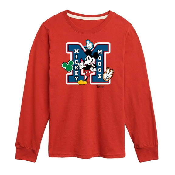 Disney - Mickey Mouse - Large Letter M - Youth Long Sleeve Graphic T-Shirt